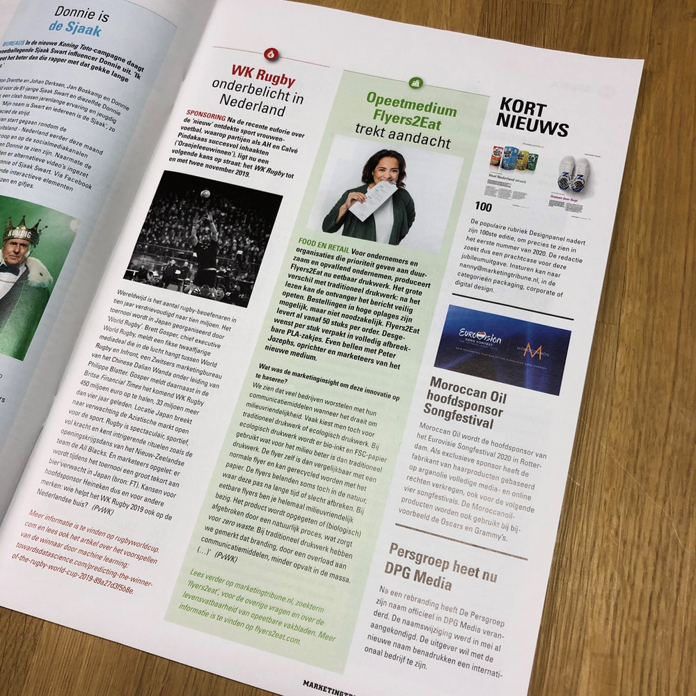 Eetbaar persbericht van Flyers2Eat dat aandacht trok van MarketingTribune