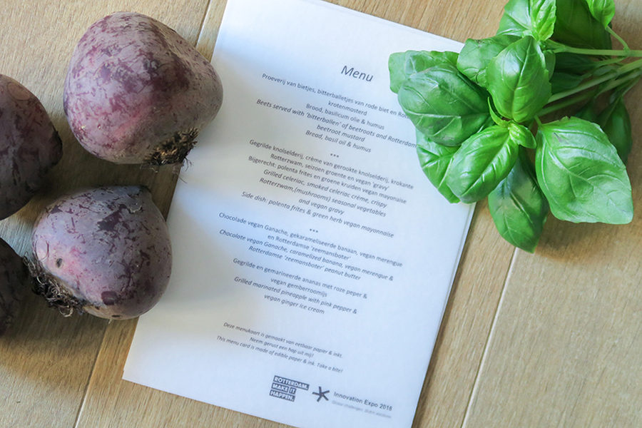 Eetbare menukaarten voor een cateraar