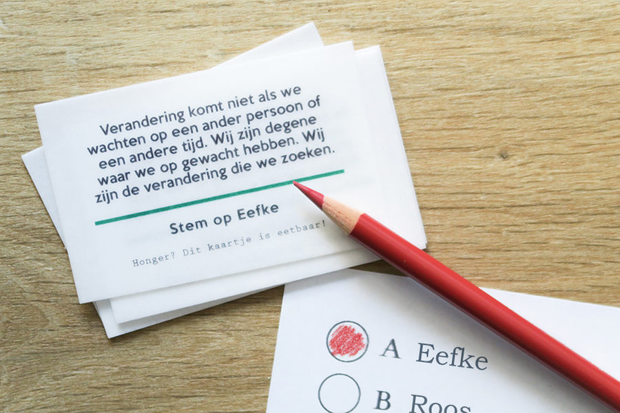 Eetbare mini-flyers voor de universiteit Leiden
